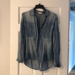Denim shirt!  Great with leggings!
